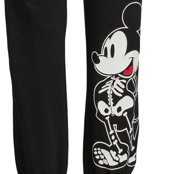 DISNEY Mickey Mouse Skeleton Joggers Juniors Sz XSmall (1) Black Sweat Pants NWT - Picture 2 of 11